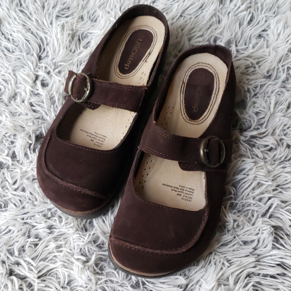 EUROstep brown suede Desoto clog slip on